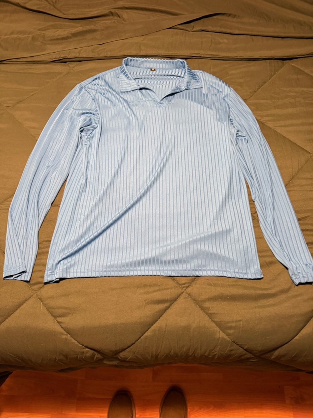 Light Blue Long-Sleeve Men's Polo Shirt